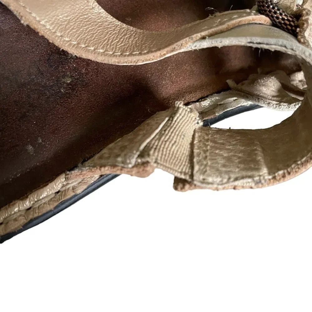 NAOT Leather Sandals Heel Tan Gold Subtle Shimmer 37